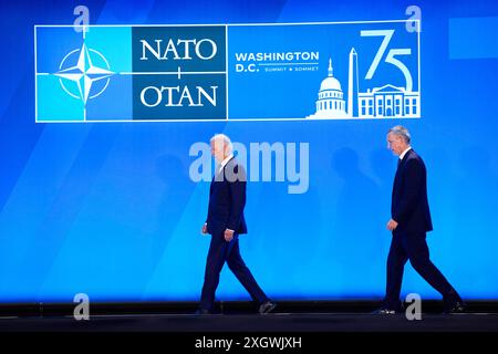Washington, USA 20240710. Präsident Joe Biden und NATO-Generalsekretär Jens Stoltenberg während des NATO-Gipfels 2024. Foto: Javad Parsa / NTB Stockfoto