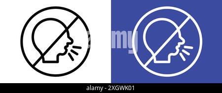 Kein sprechendes Zeichen Logo Vektorumriss in Schwarz-weiß-Farbe Stock Vektor