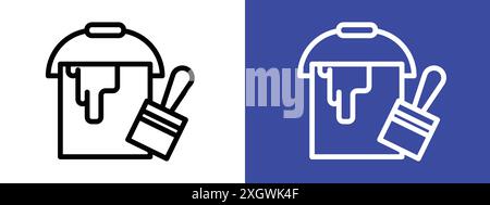 Maleimer und Pinsel Symbol Logozeichen Vektorumrandung in Schwarz-weiß Stock Vektor