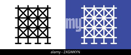 Gerüstsymbol Logo-Zeichen Vektorumrandung in Schwarz-weiß Stock Vektor