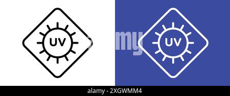 UV-Licht nicht aussehen Zeichen Logo Vektorumrandung in Schwarz-weiß Stock Vektor