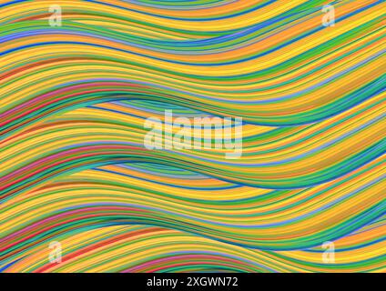 Bunte Wellen in den Farben Gelb, Grün, Rot und Blau, Deutschland Stockfoto