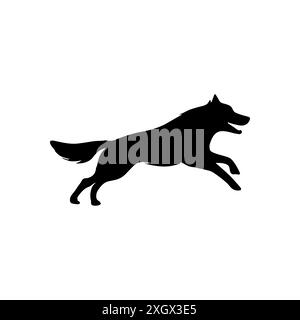 Run Dog Silhouette Jump Vektor-Logo-Symbol. Sport Hund Hund schnell Profil Zeichen Silhouette Hintergrund. Stock Vektor