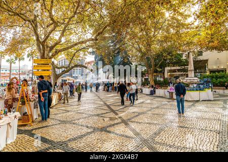 Im Park Jardim Visconde da Luz in der Altstadt der Küstenstadt Cascais Portugal werden Sammlerstücke aus der Region verkauft. Stockfoto