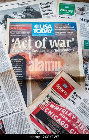 USA Today Zeitung , 12. September 2001, Coverage of the Terroranschläge WorldTrade Centerand und Washington DC, USA Stockfoto
