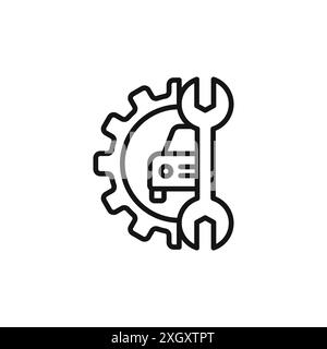Automechaniker Icon Logo Vektorumriss in schwarz-weiß Farbe Stock Vektor