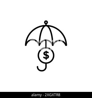 Symbol für den Schutz von Vermögenswerten Logo-Vektorumrandung in Schwarz-weiß Stock Vektor