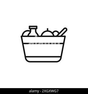 Picnic Icon Logo Vektorumrandung in schwarz-weiß Stock Vektor