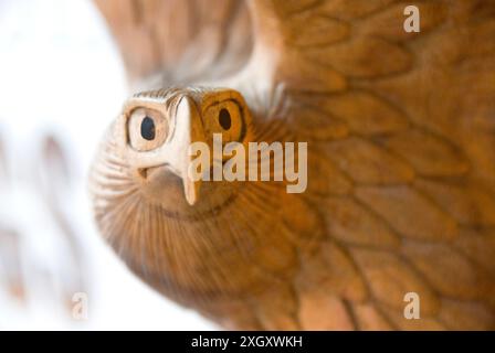 Einheimischer amerikanischer Eagle Wood Carving Detail - Ketchikan, Alaska - USA Stockfoto