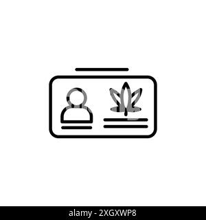 Medizinisches Marihuana Karte Symbol Logo Zeichen Vektor Umriss in schwarz-weiß Farbe Stock Vektor