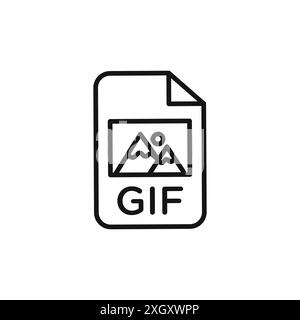 GIF-Symbol-Logo-Vektorkontur in Schwarz-weiß Stock Vektor