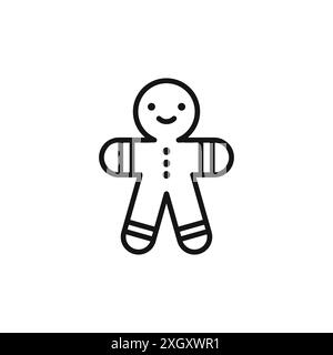 Lebkuchenmann-Icon-Logo-Zeichen-Vektor-Umrisse in schwarz-weißer Farbe Stock Vektor