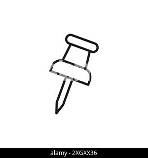 Thumbtack-Symbol Logo-Zeichen Vektorumrandung in Schwarz-weiß Stock Vektor
