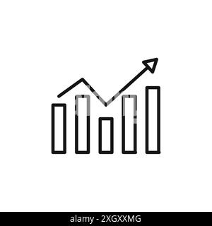 Trendpfeil Symbol Logo Vektorumrandung in Schwarz-weiß Stock Vektor