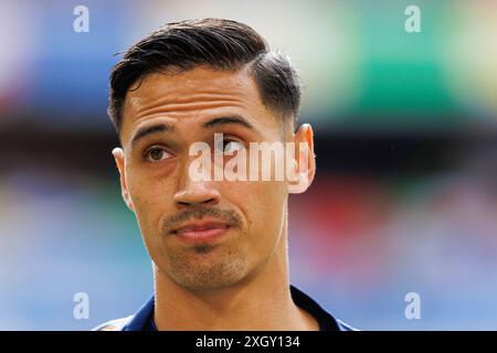 München, Deutschland. Juli 2024. Tijjjani Reijnders (Niederlande) wurde im Achtelfinale der UEFA Euro 2024 zwischen Rumänien und den Niederlanden in der Allianz Arena gesehen. Endstand; Rumänien 0:3 Niederlande. (Foto: Maciej Rogowski/SOPA Images/SIPA USA) Credit: SIPA USA/Alamy Live News Stockfoto