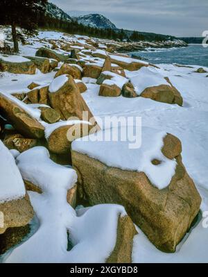 Dawn, Thunder Hole, Sand Beach, Acadia National Park, Maine Stockfoto