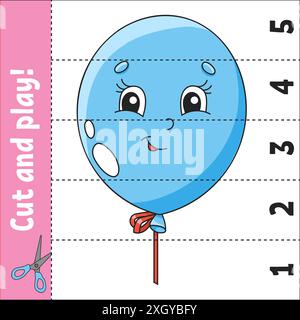 Lernzahlen 1-5. Schneiden und spielen. Arbeitsblatt zum Bildungswesen. Spiel für Kinder. Aktivitätsseite Farbe. Puzzle für Kinder. Rätsel für Vorschule. Vektor illustrr Stock Vektor