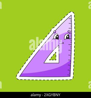 Aufkleber mit Kontur. Zeichentrickfigur. Farbenfrohe Vektorgrafik. Isoliert auf farbigem Hintergrund. Vorlage für Ihr Design. Zurück zur Schule Thema. Stock Vektor