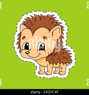 Aufkleber mit Kontur. Zeichentrickfigur. Bunte Vektorillustration. Isoliert auf farbigem Hintergrund. Vorlage für Ihr Design. Herbstmotiv. Stock Vektor