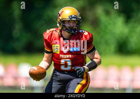 Steffi Richter (3, QB, Regensburg Phoenix Ladies) GER, Regensburg Phoenix vs Allgaeu Comets Ladies, American Football, DBL2, Saison 2024, Woche 6, 06.07.2024, Foto: Eibner-Pressefoto/Florian Wolf Stockfoto