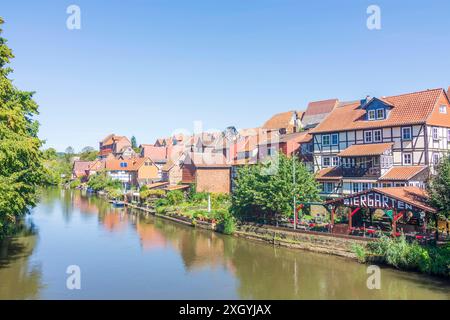 fluss Werra, Bezirk Allendorf Bad Sooden-Allendorf Nordhessen Hessen, Hessen Deutschland Stockfoto