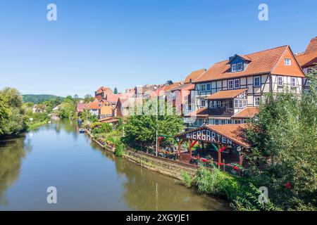 fluss Werra, Bezirk Allendorf Bad Sooden-Allendorf Nordhessen Hessen, Hessen Deutschland Stockfoto