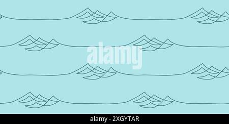 Nahtloses Wellenmuster mit einer durchgehenden Linie. Vektorlinie Art schleifbares Muster für Einladungen, Karten, Druck auf Stoff, Tapeten, Scrapbooki Stock Vektor