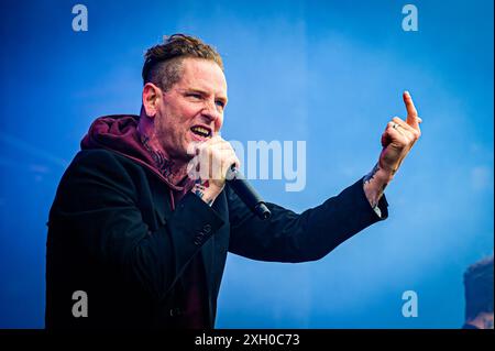 Kopenhagen, Dänemark. Juni 2024. Der US-amerikanische Sänger Corey Taylor spielt ein Live-Konzert während des dänischen Heavy-Metal-Festivals Copenhell 2024 in Kopenhagen. Stockfoto