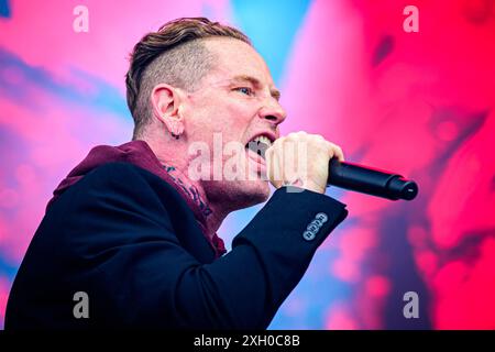 Kopenhagen, Dänemark. Juni 2024. Der US-amerikanische Sänger Corey Taylor spielt ein Live-Konzert während des dänischen Heavy-Metal-Festivals Copenhell 2024 in Kopenhagen. Stockfoto
