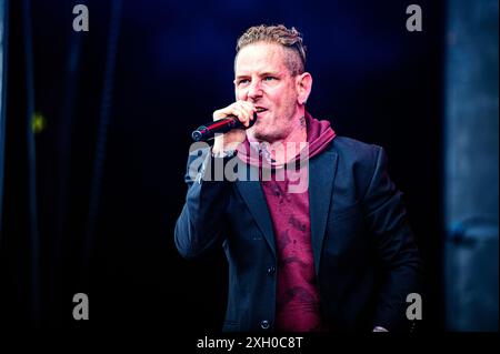Kopenhagen, Dänemark. Juni 2024. Der US-amerikanische Sänger Corey Taylor spielt ein Live-Konzert während des dänischen Heavy-Metal-Festivals Copenhell 2024 in Kopenhagen. Stockfoto