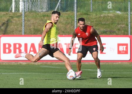 Ponte Di Legno, Italien. Juli 2024. Monzas Dany Mota Carvalho und Pedro Pereira Monzas Spieler während des Trainings in Ponte di Legno, Italien - Mittwoch, 20. Juli 2024. Sport - Fußball, (Foto AC Monza/LaPresse von Studio Buzzi) Credit: LaPresse/Alamy Live News Stockfoto