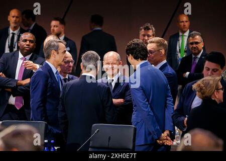 Washington, Vereinigte Staaten. Juli 2024. NATO-Gipfel in Washington. OLAF Scholz (SPD), Bundeskanzler, fotografierte vor Beginn der ersten Arbeitssitzung des Nordatlantikrates. Washington, 10. Juli 2024. Fotografiert im Auftrag des Auswärtigen Amtes Credit: dpa/Alamy Live News Stockfoto