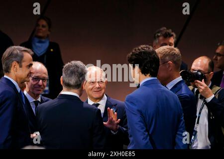 Washington, Vereinigte Staaten. Juli 2024. NATO-Gipfel in Washington. OLAF Scholz (SPD), Bundeskanzler, fotografierte vor Beginn der ersten Arbeitssitzung des Nordatlantikrates. Washington, 10. Juli 2024. Fotografiert im Auftrag des Auswärtigen Amtes Credit: dpa/Alamy Live News Stockfoto