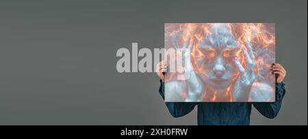 Epilepsie-Anfälle, Migräne-Kopfschmerz-Attacken, Tumor, psychischen Druck und Stress, Geist mit Burnout oder Trauma, menschliches Gehirn Stockfoto