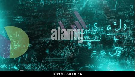 Bild von mathematischen Gleichungen, Datenverarbeitung und Statistik. Globales Business-, Finanz-, Computing- und Datenverarbeitungskonzept digital generiert i Stockfoto
