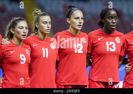 Miya Grant, Kaila Novak, Vivianne Bessette, Simi Awujo aus Kanada beim Spiel Frankreich gegen Kanada am 14. August, Stockfoto