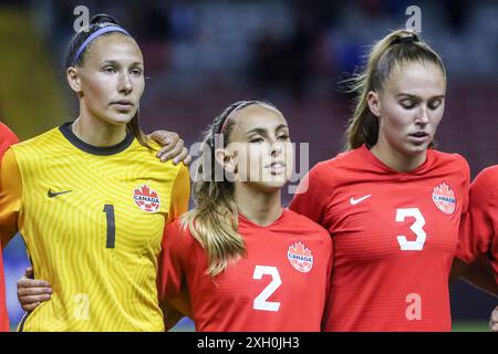 Torhüterin Anna Karpenko, Zoe Burns, Mia Pante aus Kanada beim Spiel Frankreich gegen Kanada am 14. August 2022. ( Stockfoto