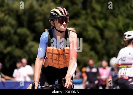 Frontone, Italien. Juli 2024. Consonni Chiara (VAE Team ADQ) während der 5. Etappe der Giro d'Italia Women, von Frontone nach Foligno, Italien Donnerstag, 11. Juli 2024. Sport - Radsport . (Foto: Massimo Paolone/LaPresse) Credit: LaPresse/Alamy Live News Stockfoto