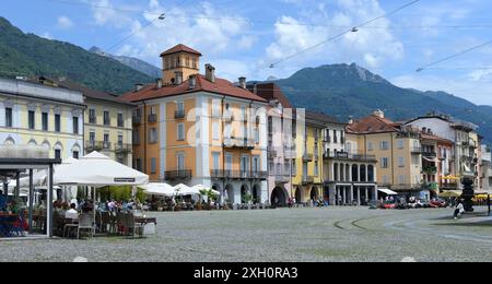 Piazza Grande in Locarno, wo das Filmfestival stattfindet, Locarno, Kanton Tessin, Schweiz Stockfoto