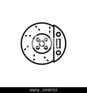 Autobremsscheibe mit Bremssattelsymbol Logo Vektorumrandung in schwarz-weiß Stock Vektor