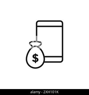 E-Business Mobile Symbol Logo Vektorumrandung in Schwarz-weiß Stock Vektor