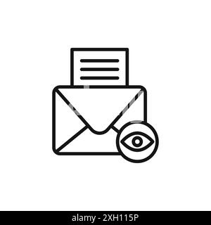 E-Mail-Ansicht Symbol Logozeichen Vektorkontur in Schwarz-weiß Stock Vektor