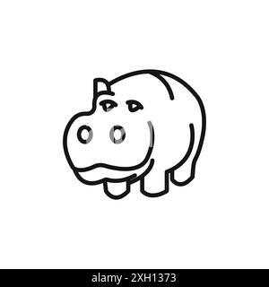 Nilpferd oder Nilpferd Symbol Logo Vektorumrandung in schwarz-weiß Farbe Stock Vektor