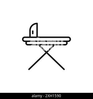 Bügeltisch Symbol Logo Vektorumrandung in schwarz-weiß Stock Vektor