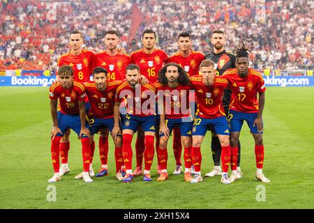 München, Deutschland. Juli 2024. Das Startelf Spaniens für das Halbfinale der UEFA Euro 2024 zwischen Spanien und Frankreich in der Allianz Arena in München. Stockfoto