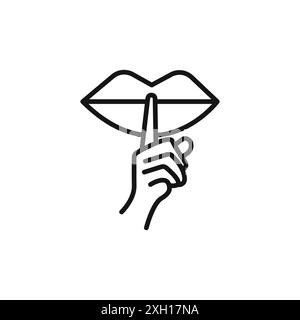 Bitte machen Sie ziemlich pssst Symbol Logo Vektor Kontur in schwarz-weiß Farbe Stock Vektor