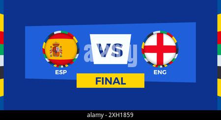 Spanien gegen England im Finale. Fußballwettbewerb-Illustration auf sportlichem Hintergrund. Vektorabbildung. Stock Vektor