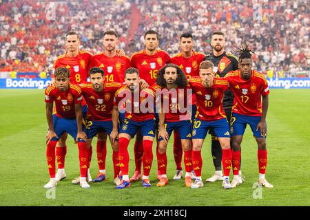 München, Deutschland. Juli 2024. Das Startelf Spaniens für das Halbfinale der UEFA Euro 2024 zwischen Spanien und Frankreich in der Allianz Arena in München. Stockfoto