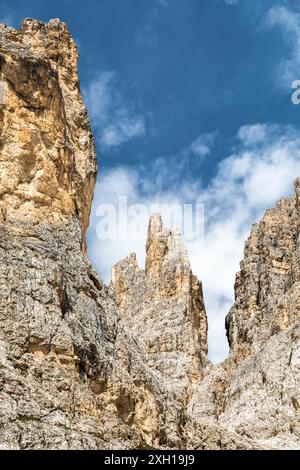 Vajolet Towers im Catinaccio, Trentino, Italien Stockfoto