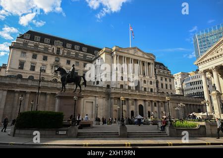 Allgemeine Sicht auf das Gebäude der Bank of England. , London, Vereinigtes Königreich - 10. Juli 2024 Stockfoto